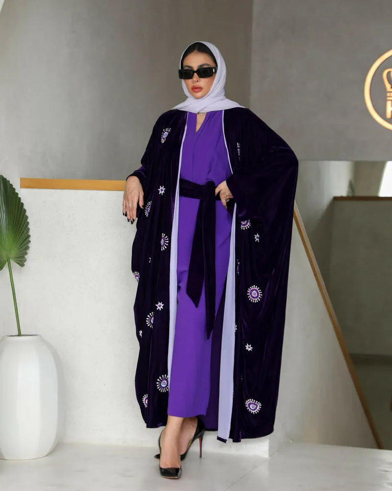 Velvet cloak with handmade embroidery