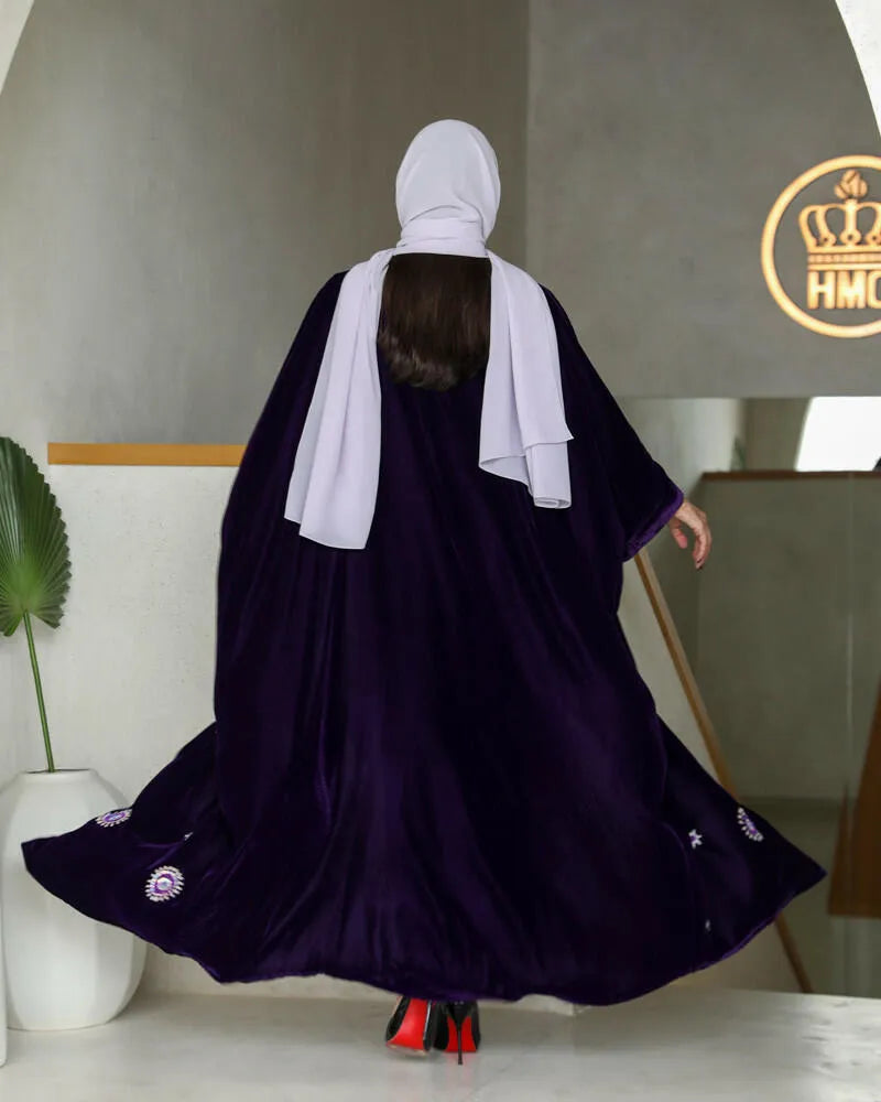 Velvet cloak with handmade embroidery