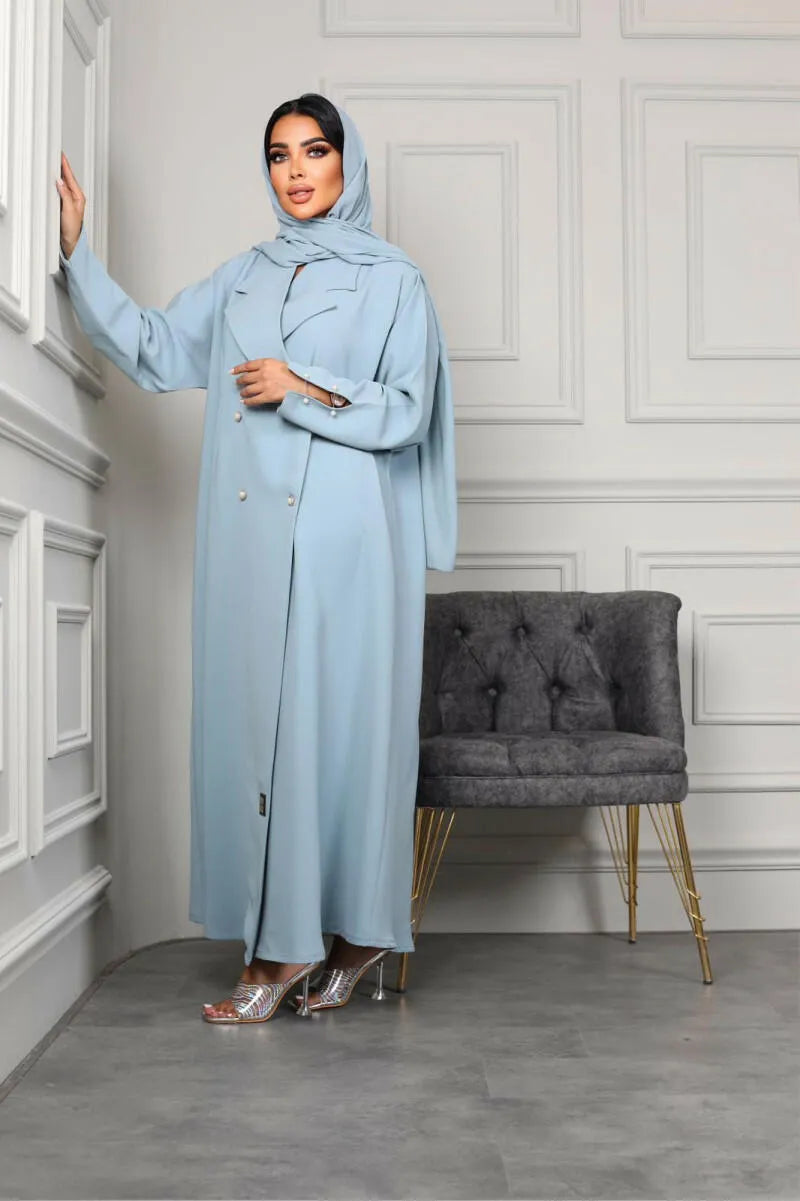 Tiffany velvet crepe blazer abaya with 4 buttons