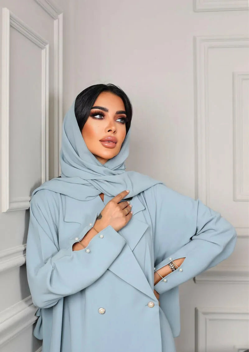 Tiffany velvet crepe blazer abaya with 4 buttons
