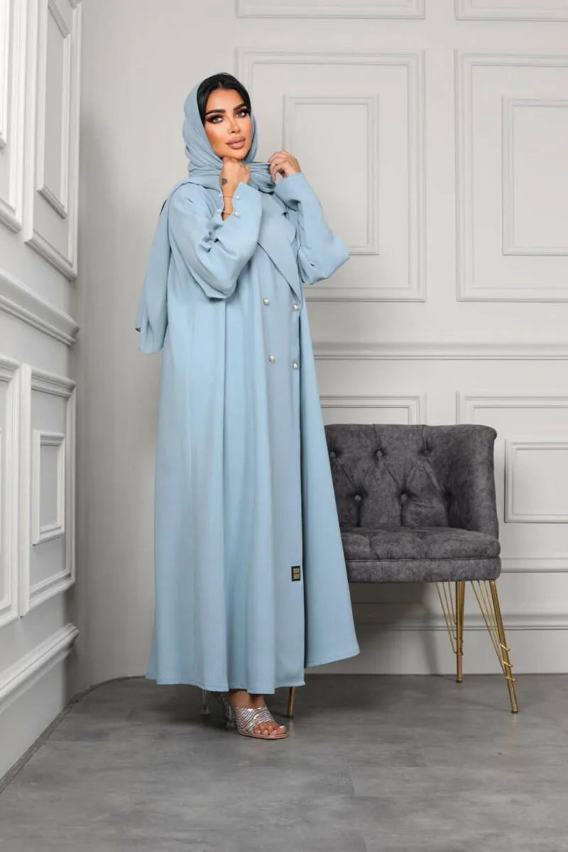 Tiffany velvet crepe blazer abaya with 4 buttons