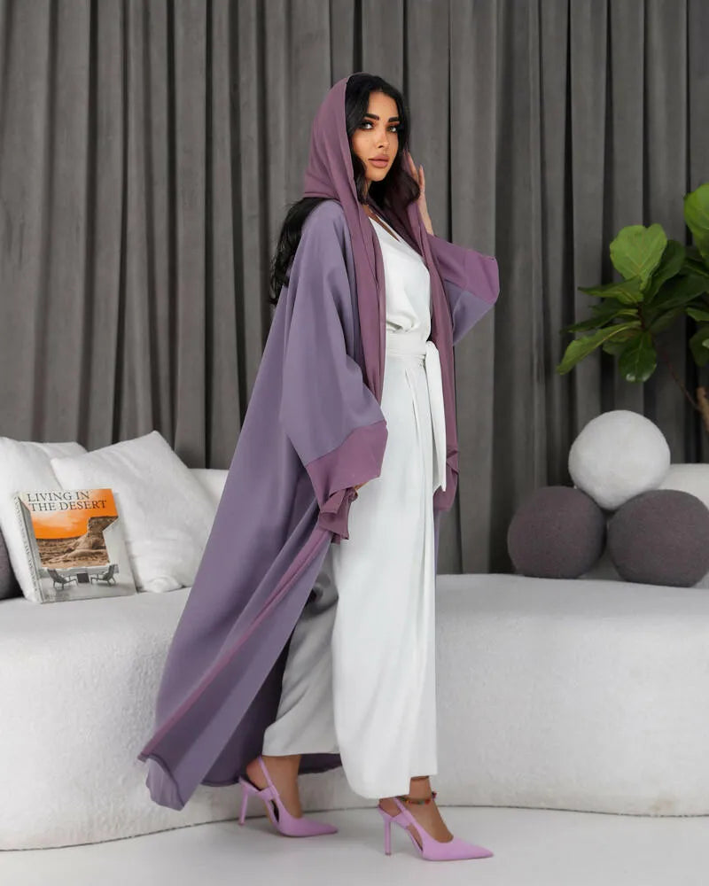 Free size crepe abaya with chiffon in front
