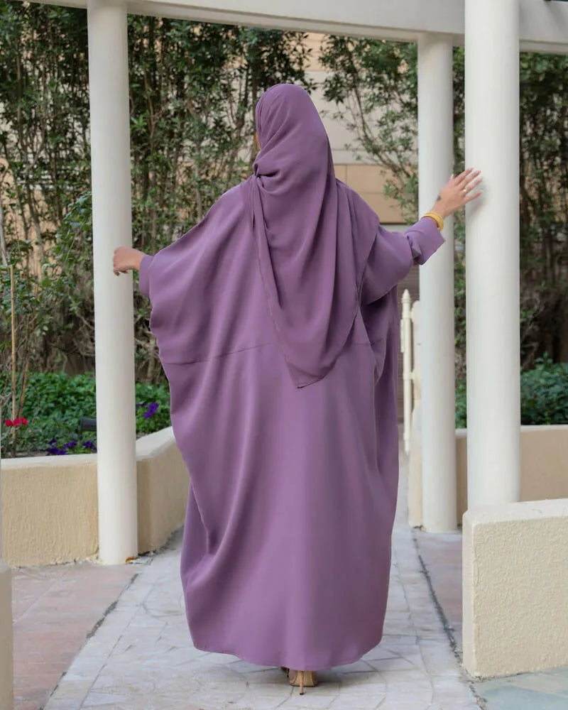 Free size purple crepe blazer abaya
