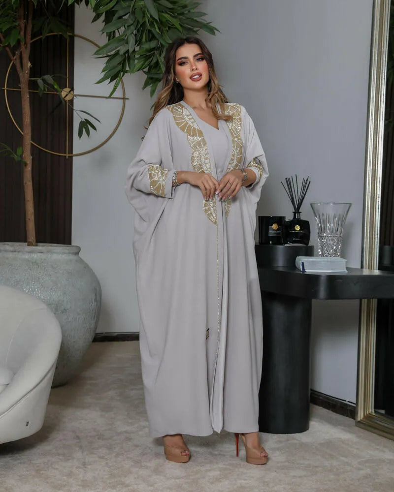 Free size crepe abaya with embroidered lining
