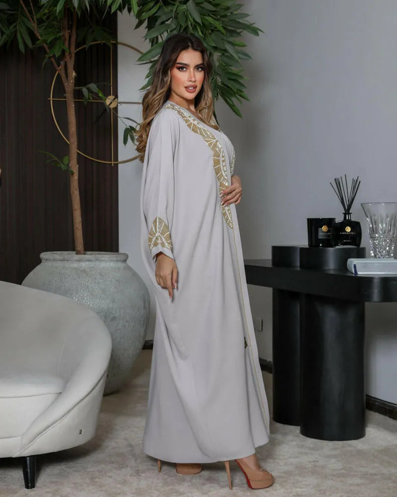 Free size crepe abaya with embroidered lining