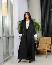 Black linen blazer abaya