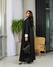 Black linen blazer abaya