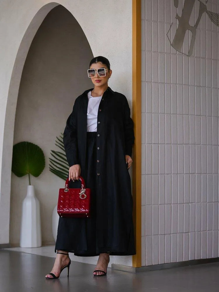 black linen abaya