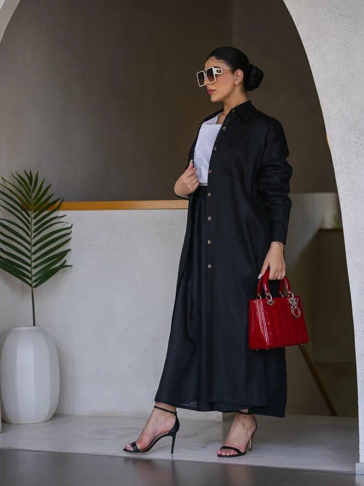 black linen abaya