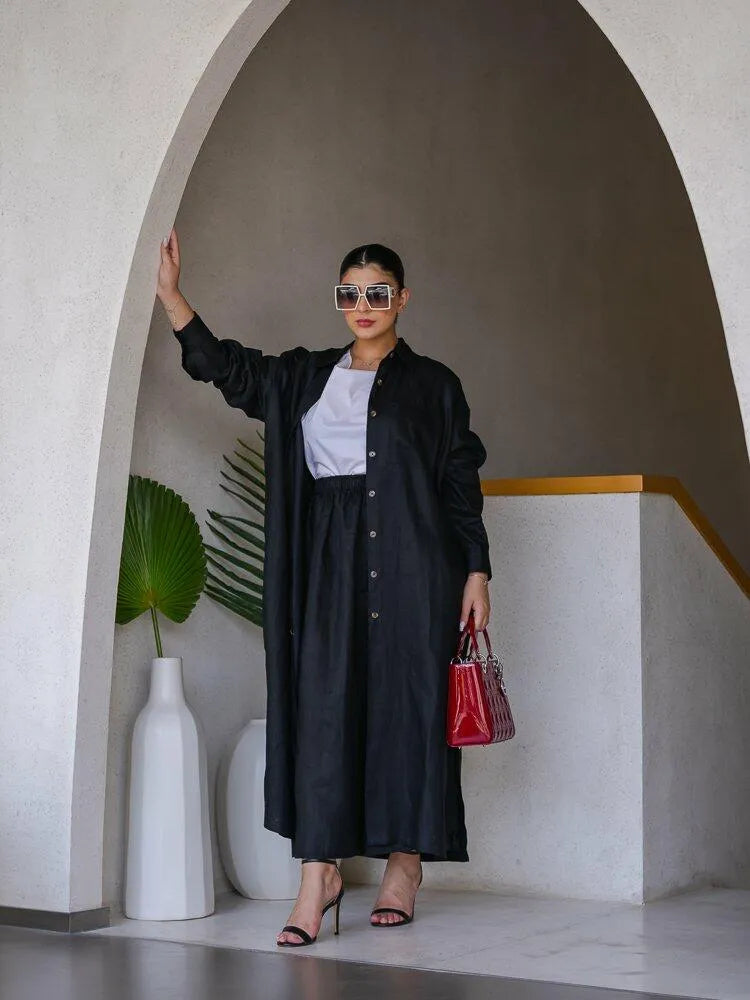 black linen abaya
