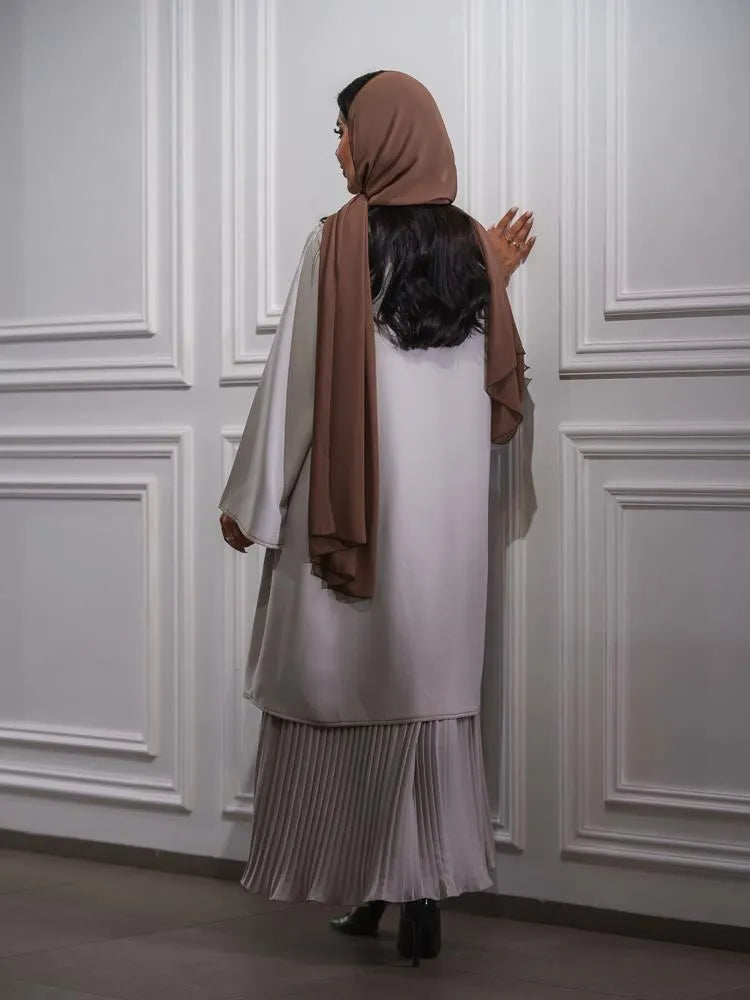 عباية كريب بيج مع حزام بني