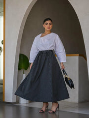 STRIPED BLACK LINEN SKIRT