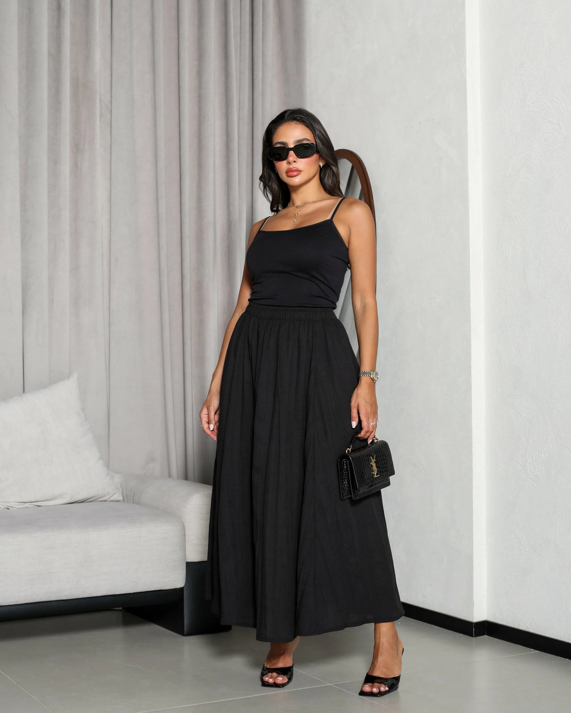 Black linen skirt