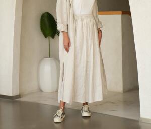 Beige linen skirt