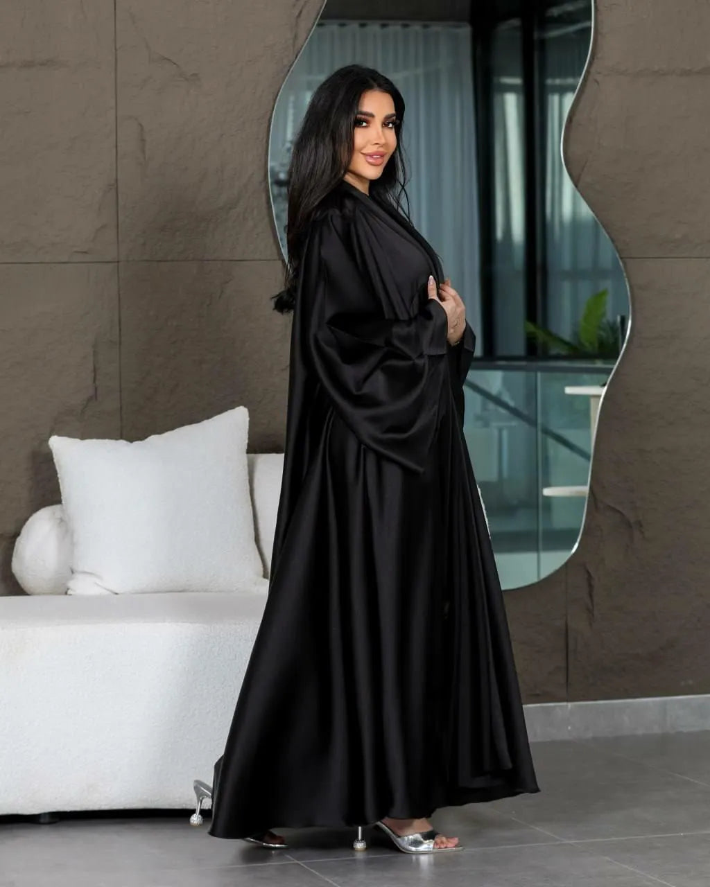 Black silk abaya