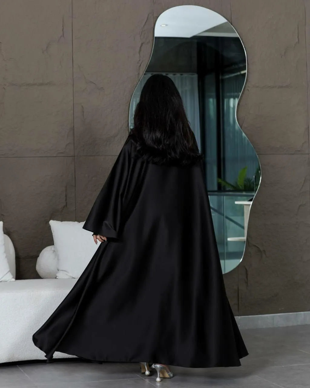 Black silk abaya