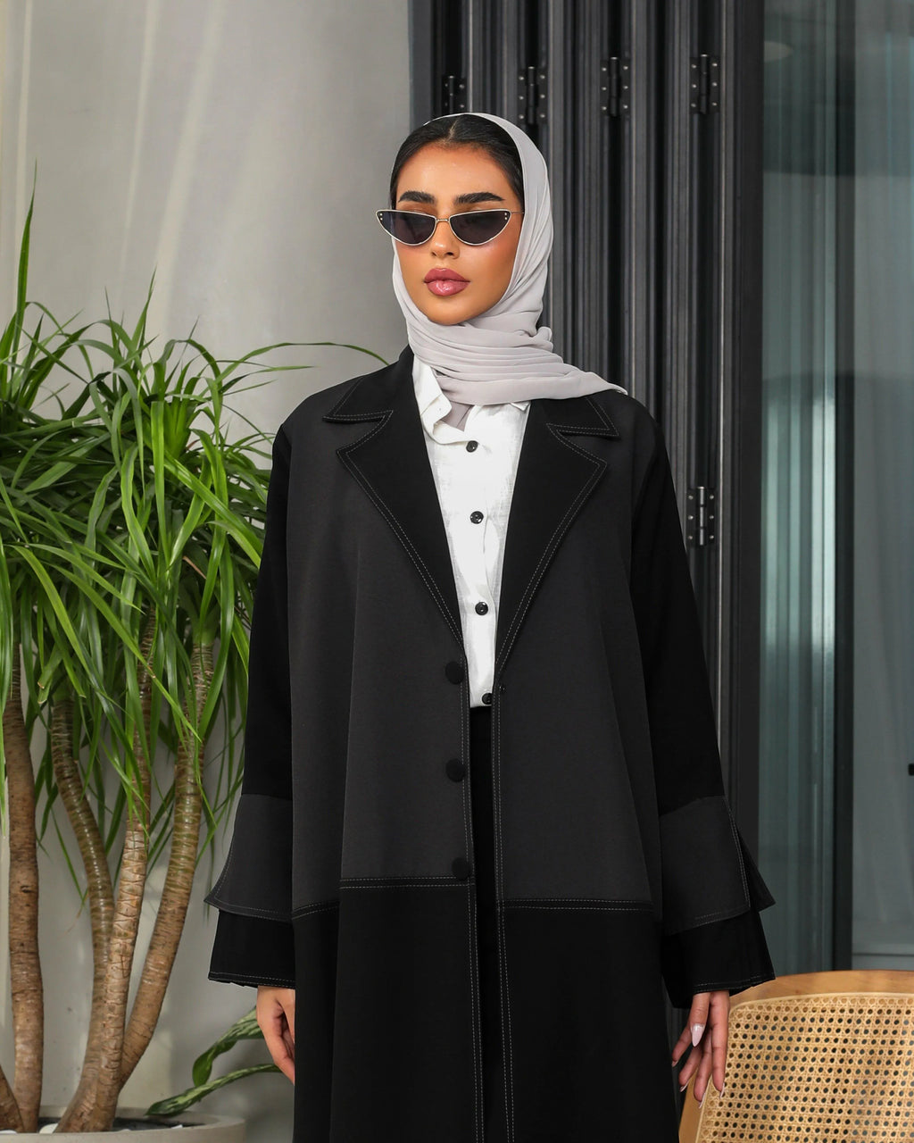 black crepe blazer abaya