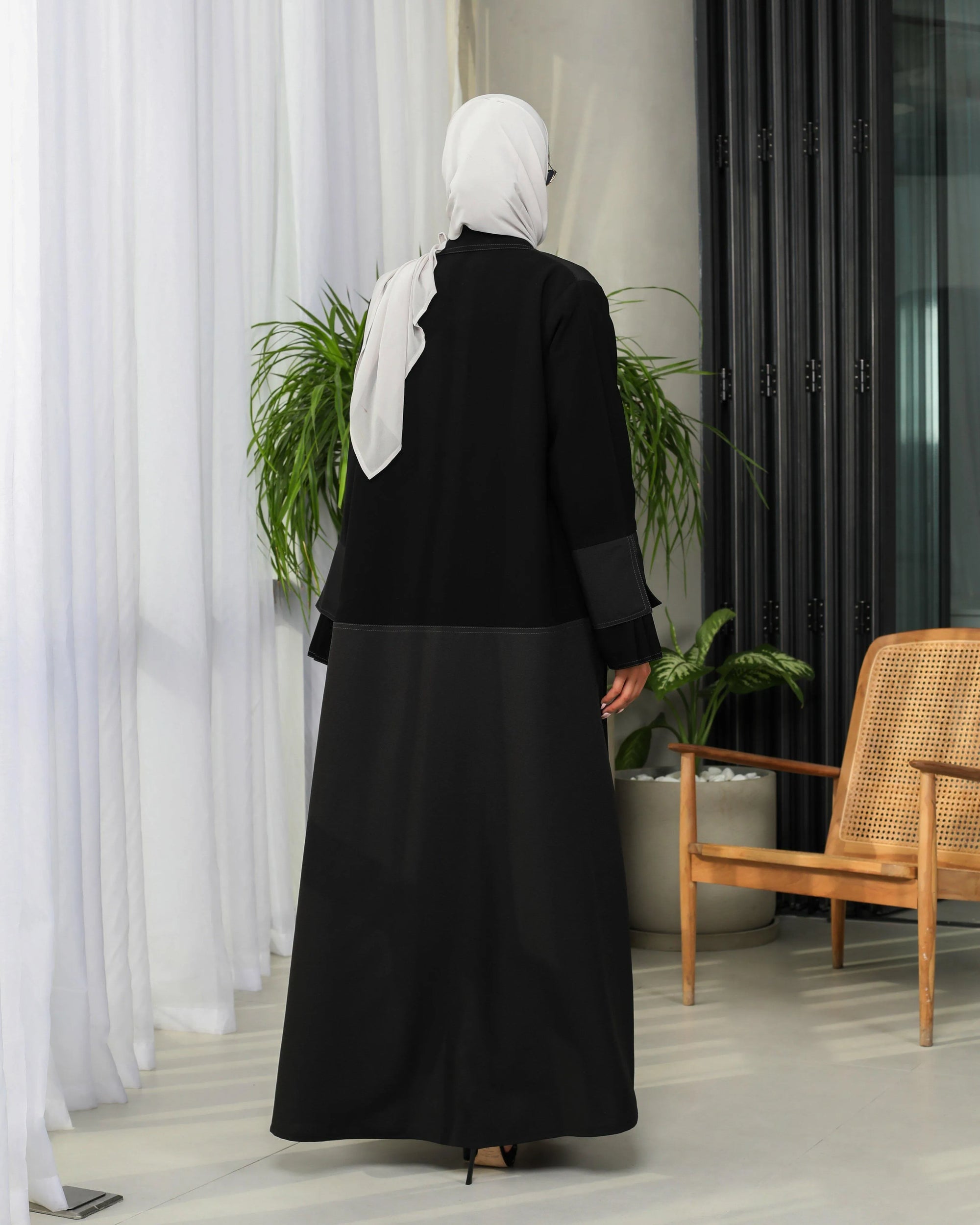 black crepe blazer abaya
