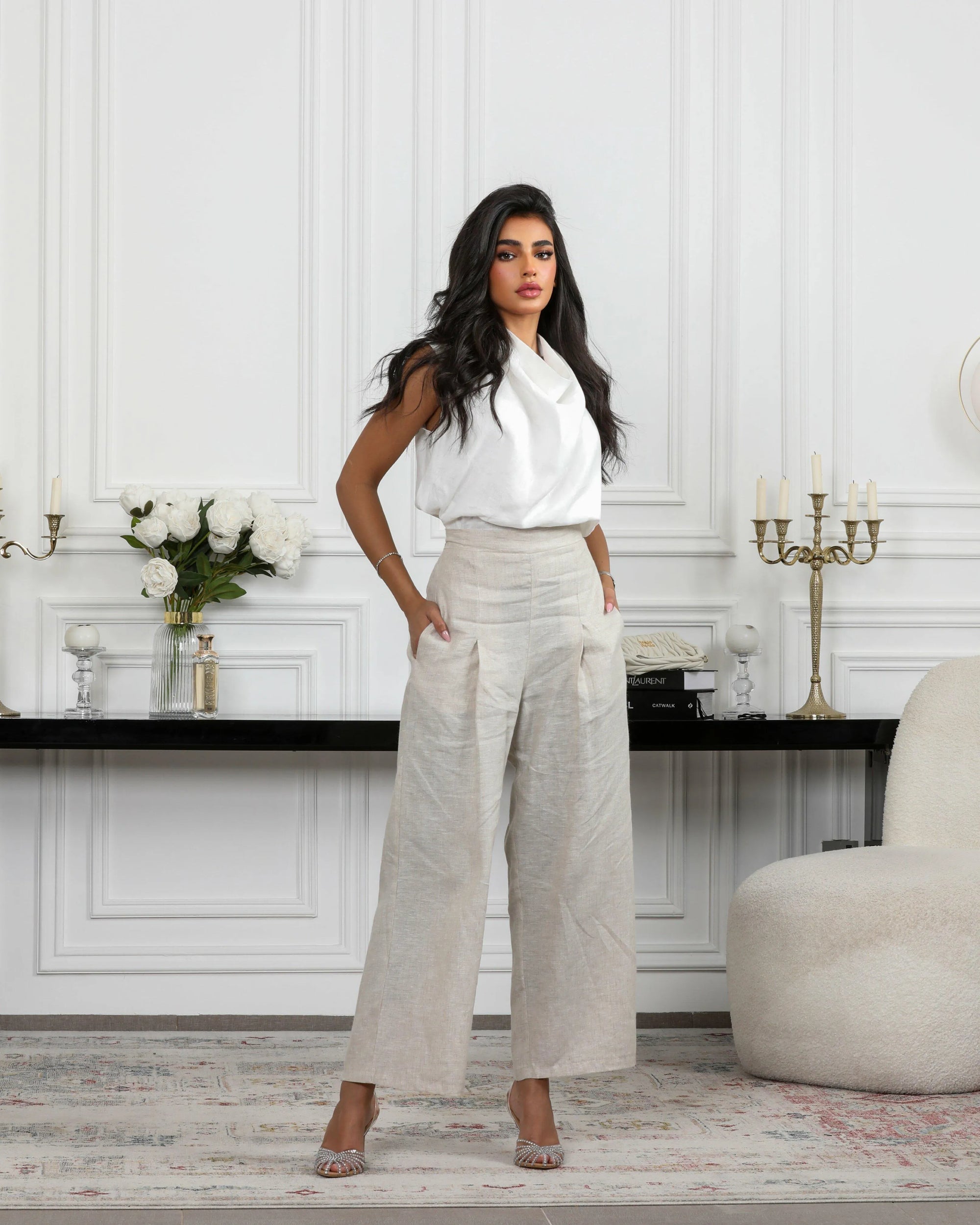 Off-white linen blouse