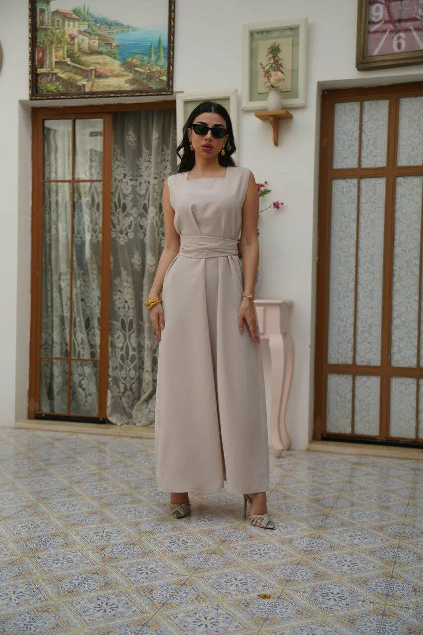 Beige crepe dress