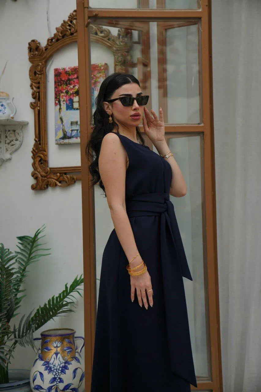 فستان كريب بحري