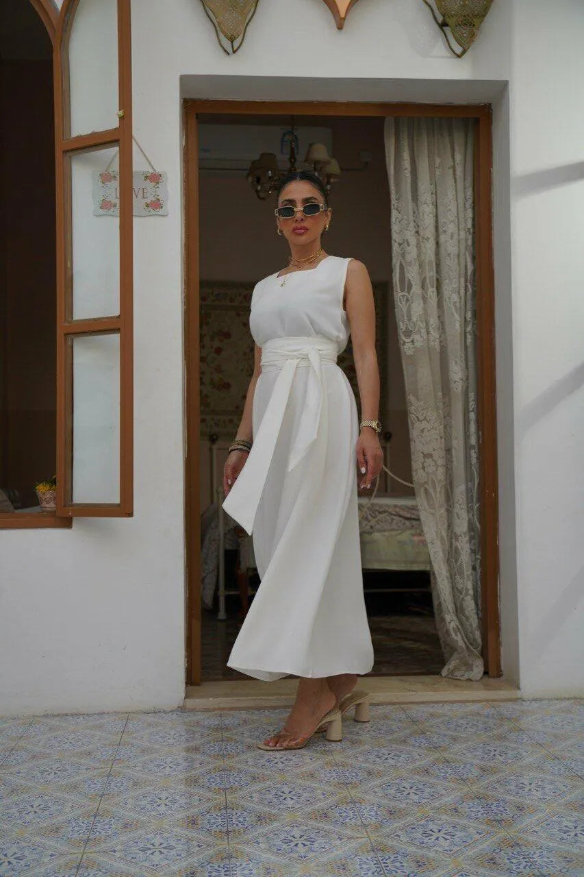 Off-white crepe dress