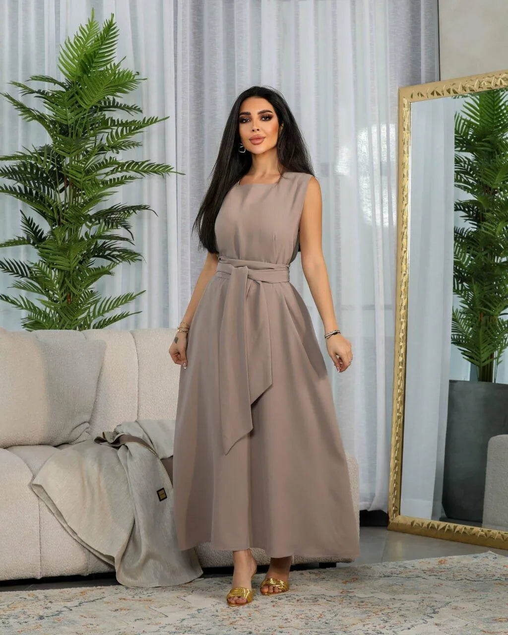 Nude crepe dress