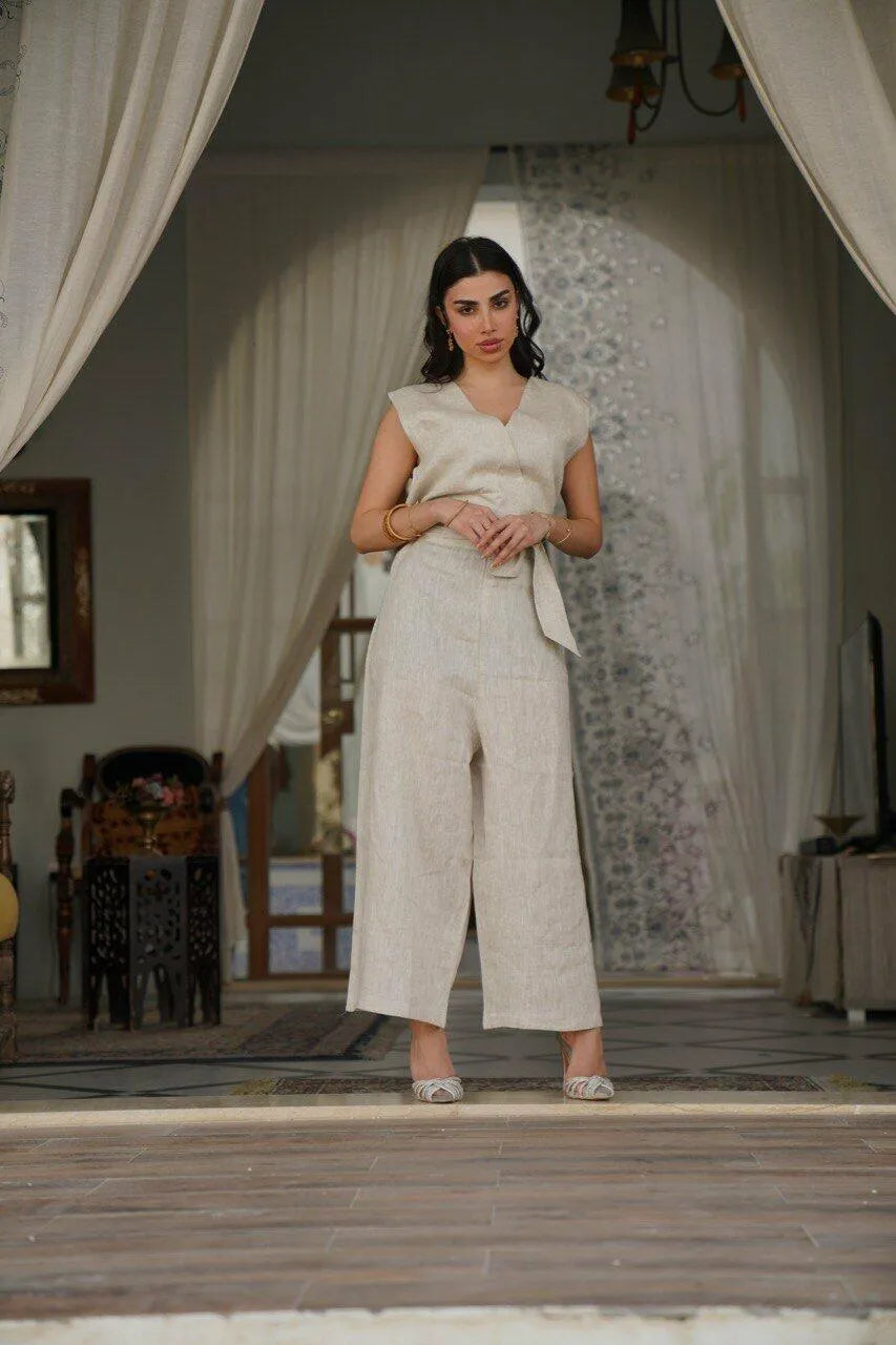 Beige line jumpsuit