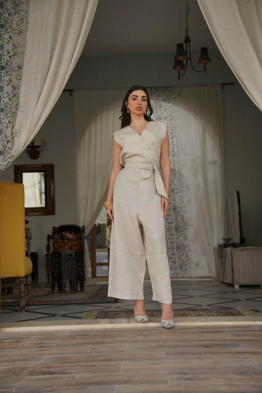 Beige line jumpsuit
