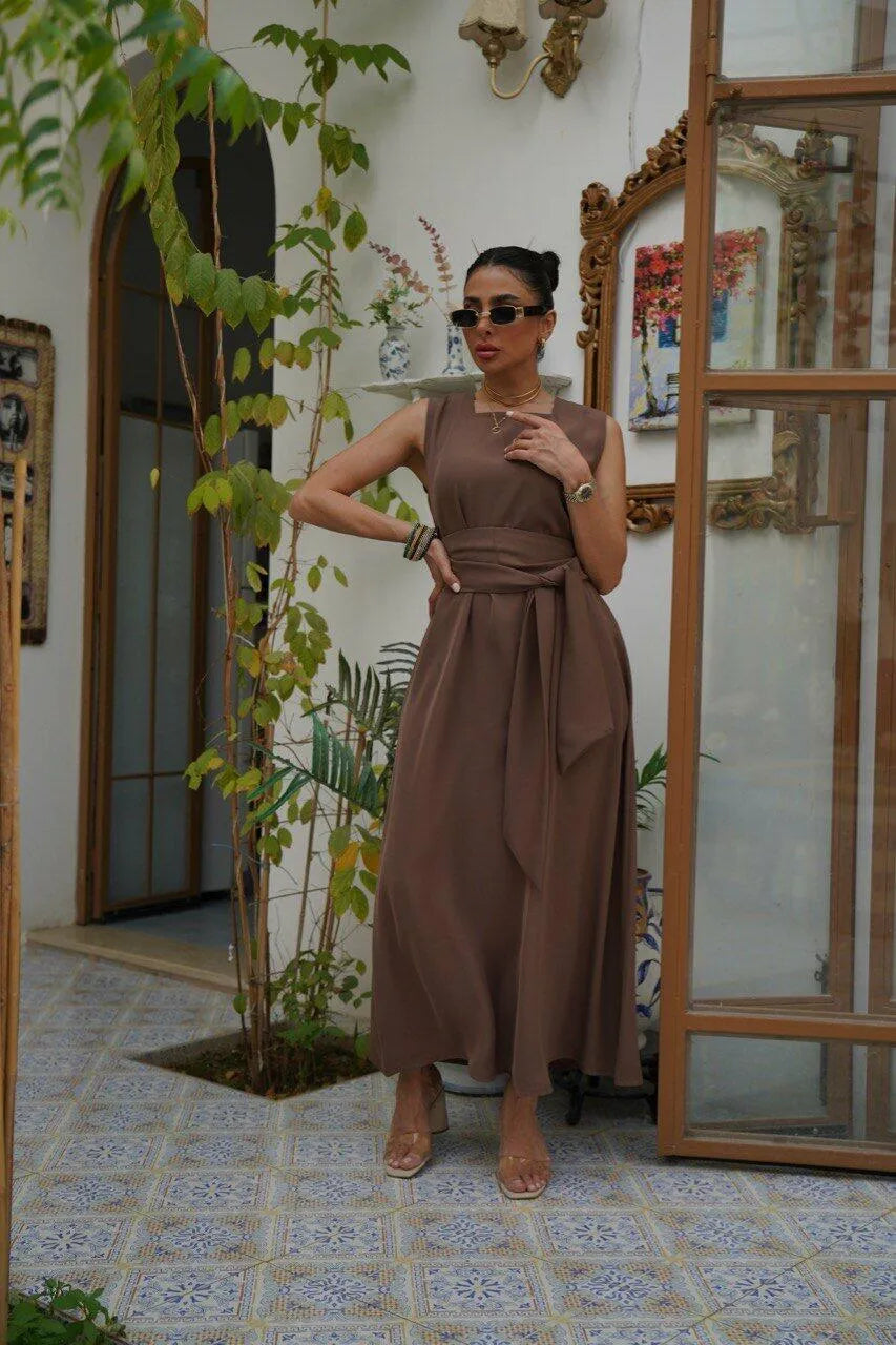 Brown crepe dress