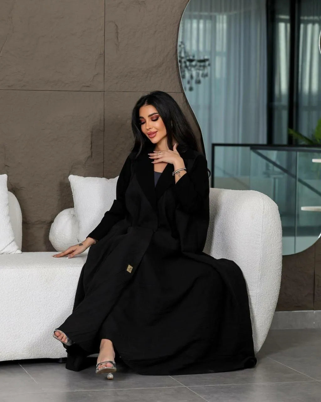 Black linen blazer abaya-free size