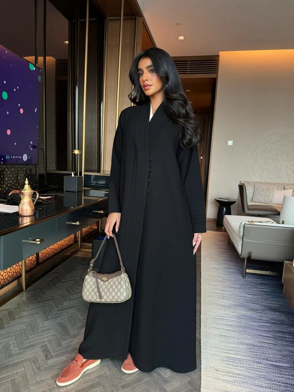 Black crepe blazer abaya