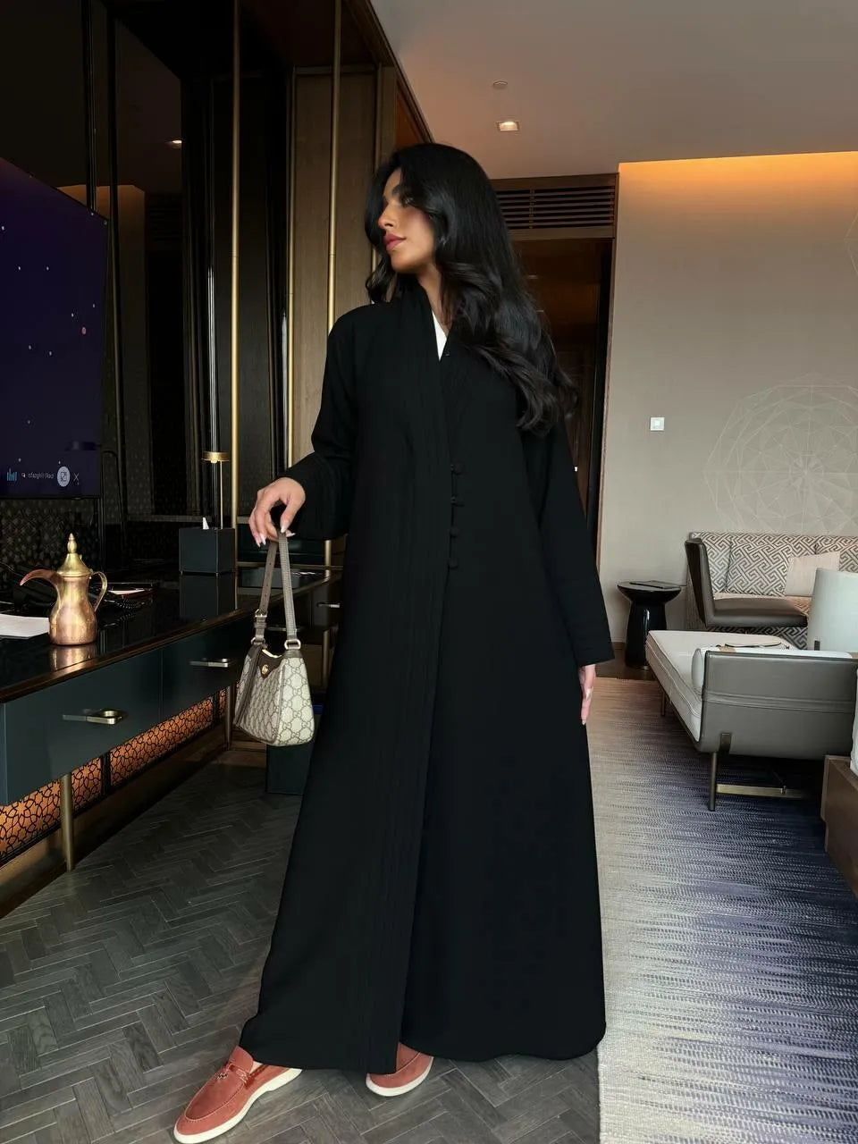 Black crepe blazer abaya