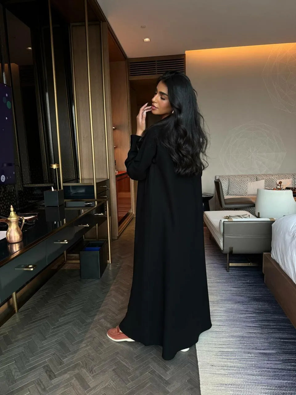 Black crepe blazer abaya