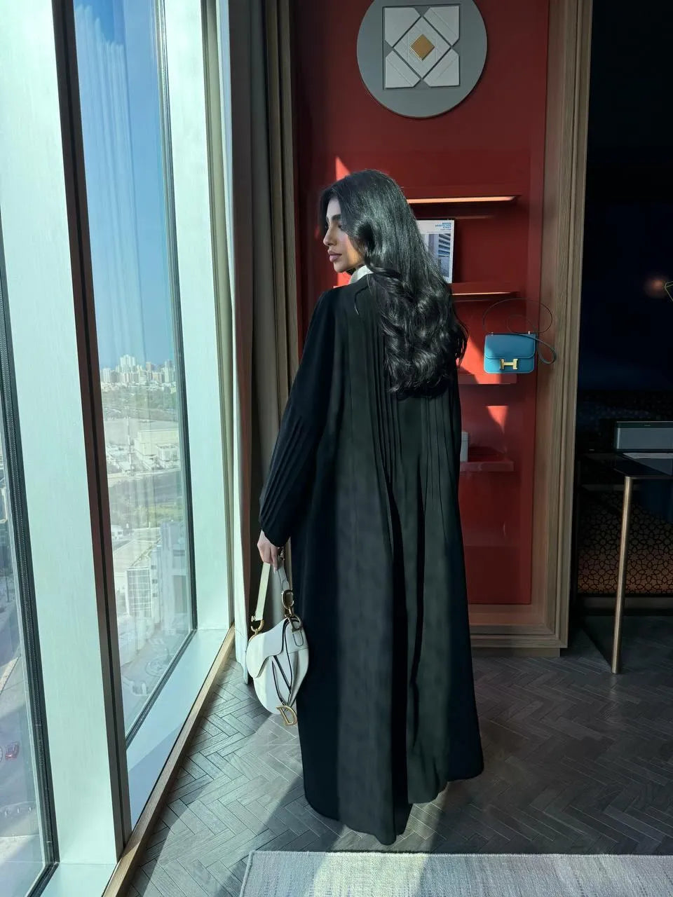 عباية كريب سوداء - مقاس واحد