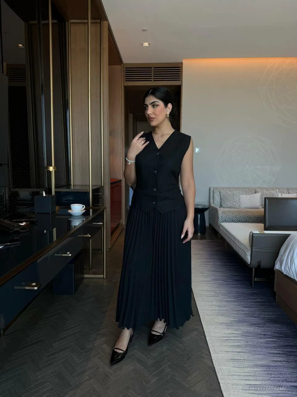 Black linen dress