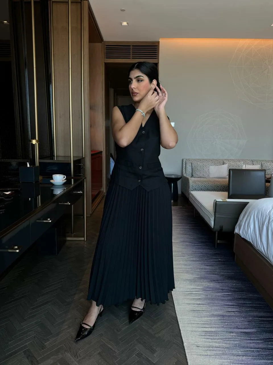 Black linen dress