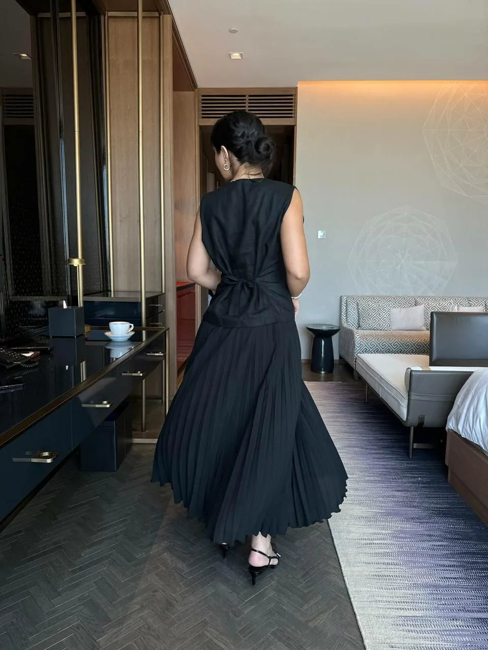 Black linen dress