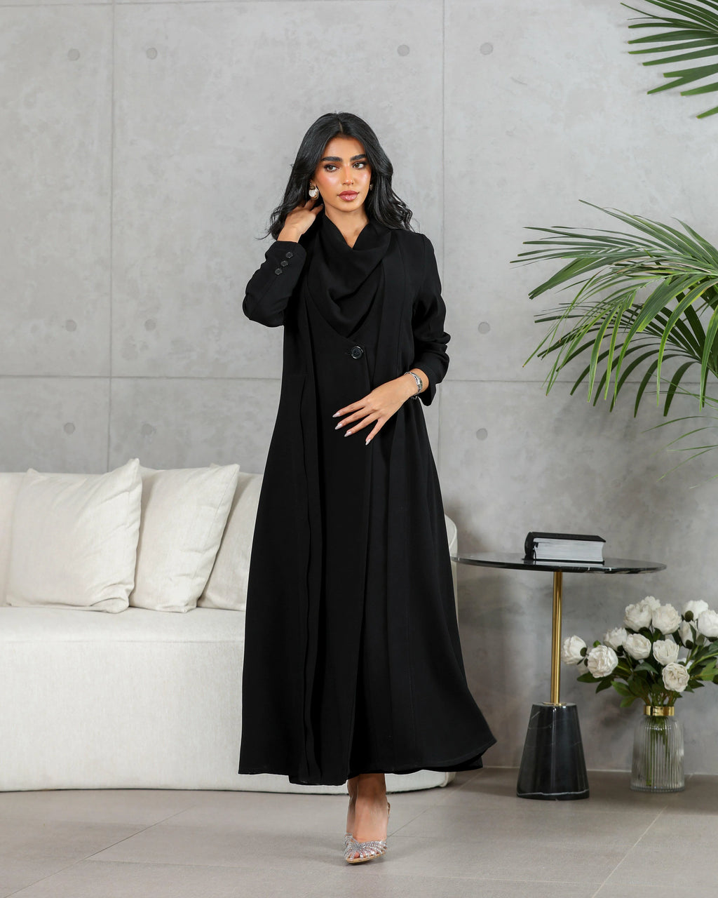 Black crepe blazer abaya