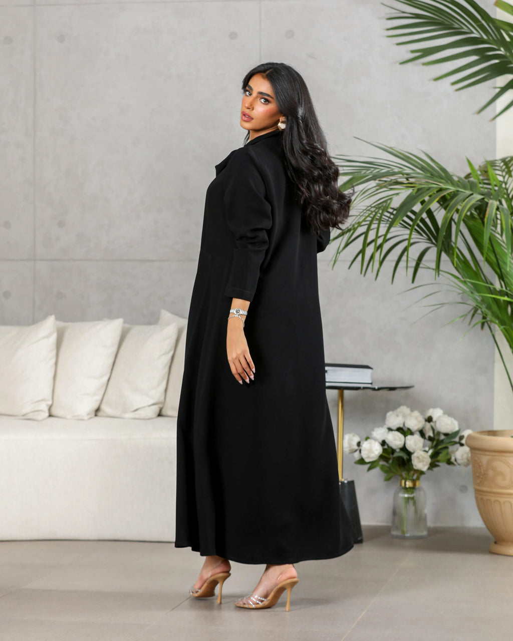 Black crepe blazer abaya