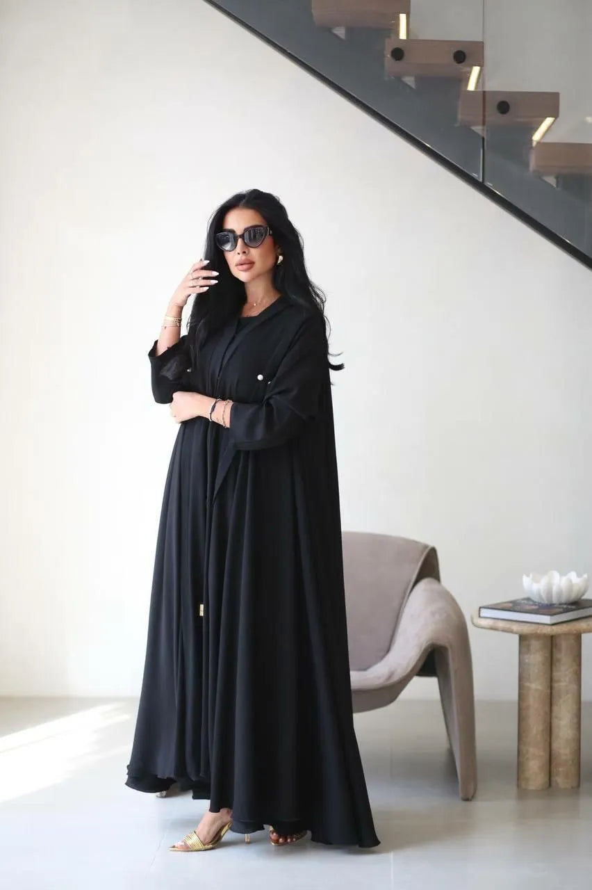 Black crepe abaya -free size