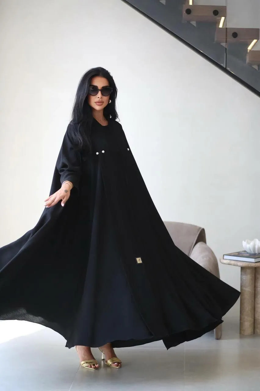 Black crepe abaya -free size