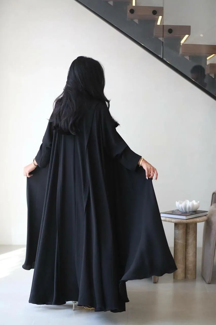 Black crepe abaya -free size