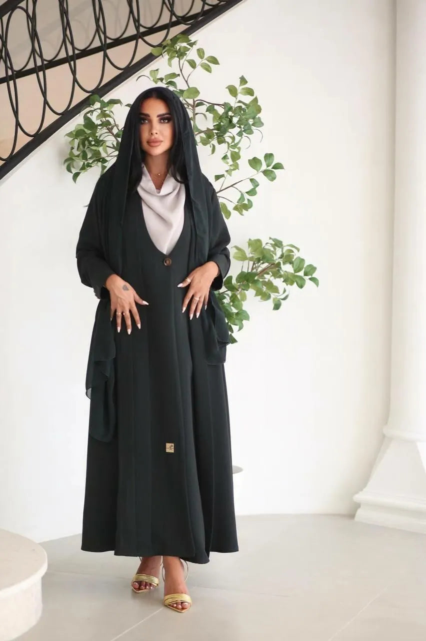 Black linen blazer abaya