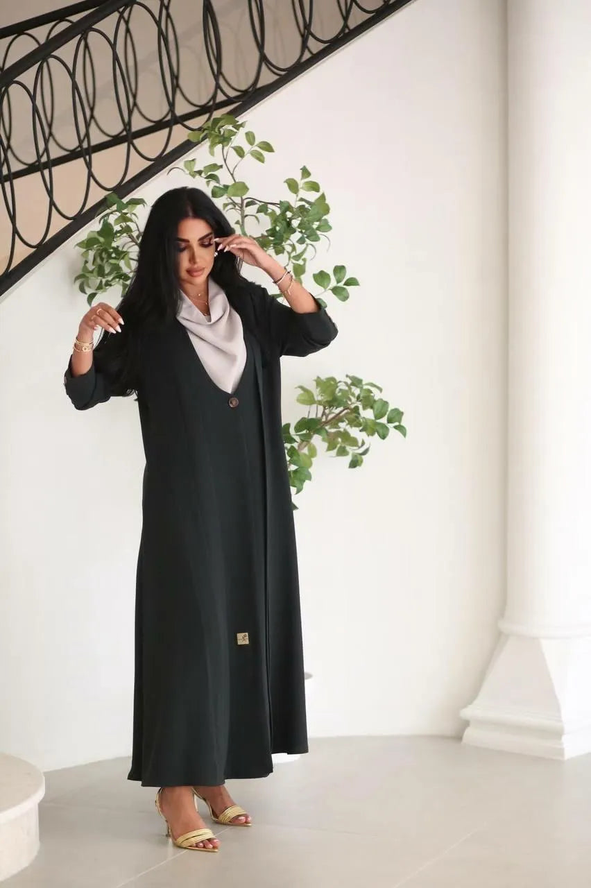 Black linen blazer abaya
