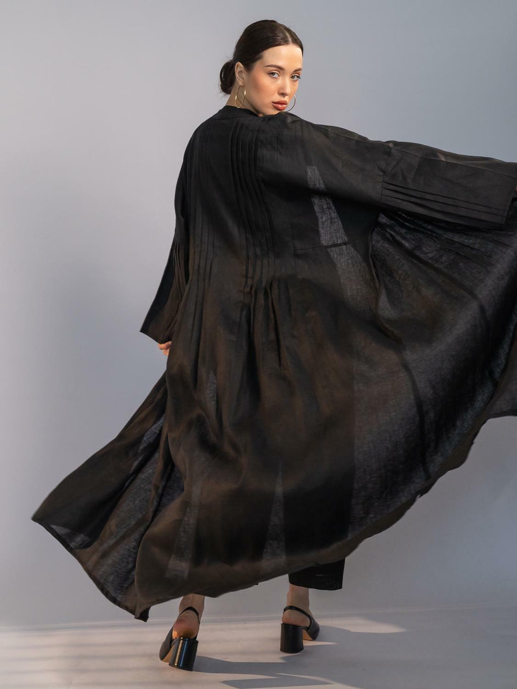 Black linen abaya-free size