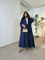 Navy linen abaya triple cloche -free size