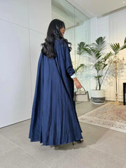 Navy linen abaya triple cloche -free size