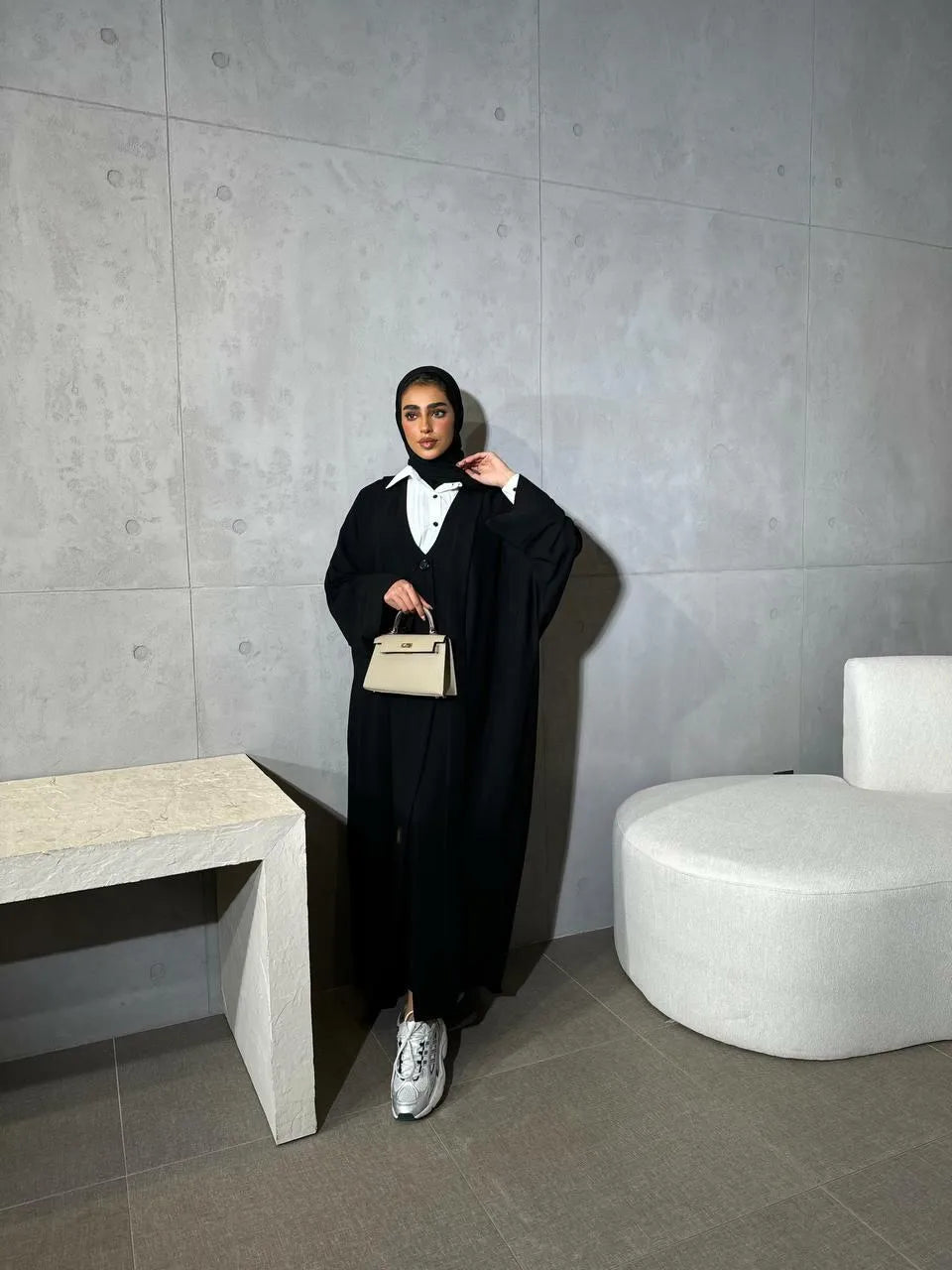 Black crepe abaya-free size