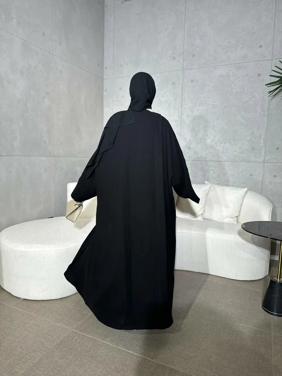 Black crepe abaya-free size